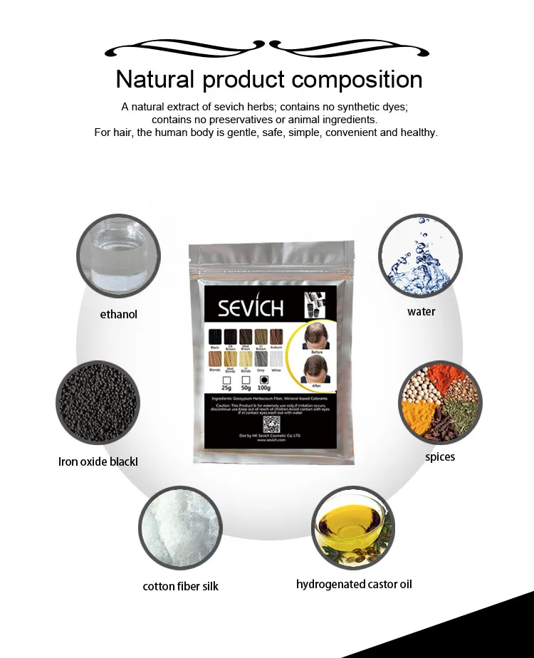 Sevich 100g Hair Building Fibers Hair Loss Concealer Thicken Powder Hair Care Product Growth Keratin Salon Hair Treatment