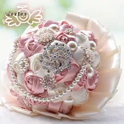 Кристальный Свадебный букет шикарный украшенный бусами цвета слоновой кости розы невесты цветы искусственный сапфир жемчуг свадебные