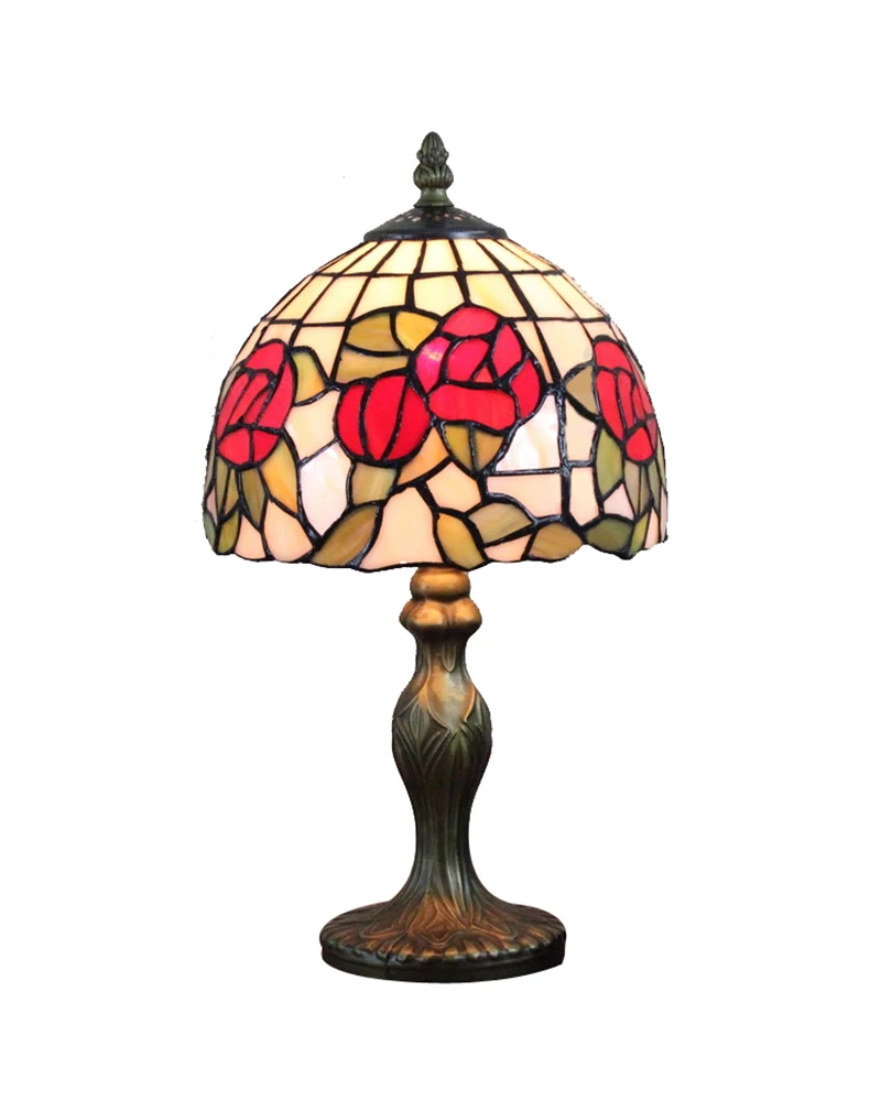 FREE SHIPPING Table Lamps Tiffany Style Rose Flower Stained Glass Desk