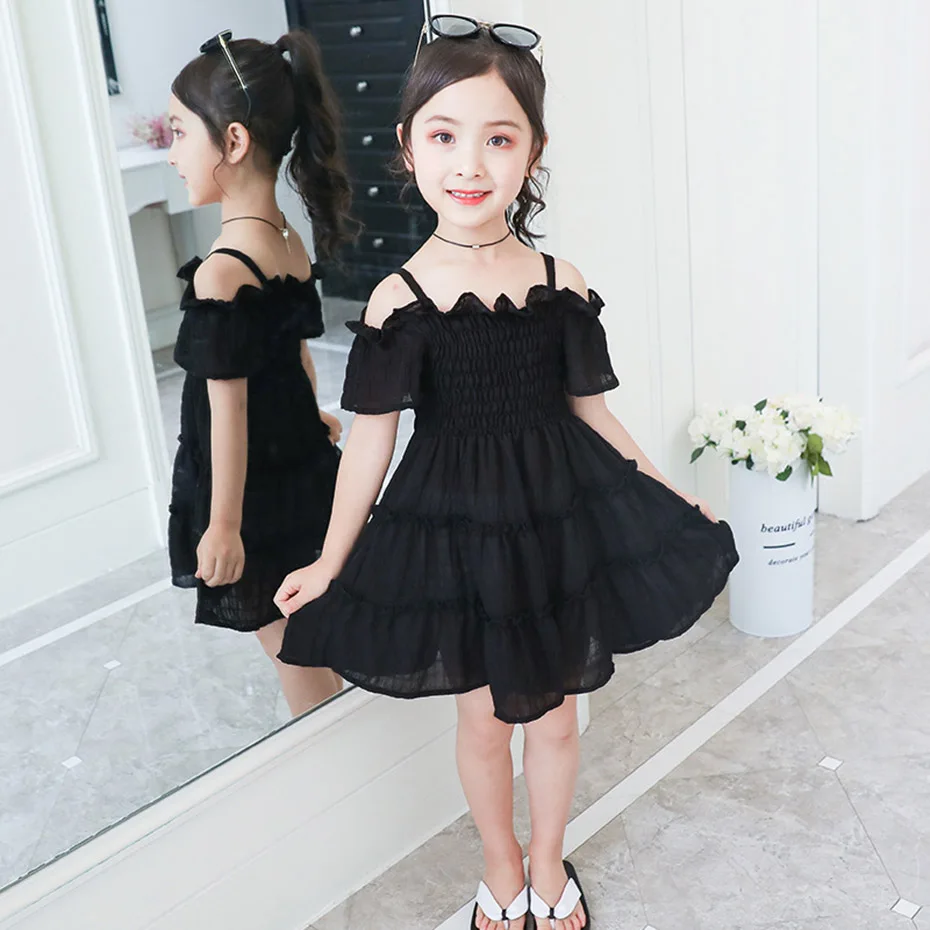 

Dresses For Girls Dress Off Shoulder Kids Dresses Cute Solid Children Party Dress Teenage Summer Clothes For Girls 6 8 10 12 14