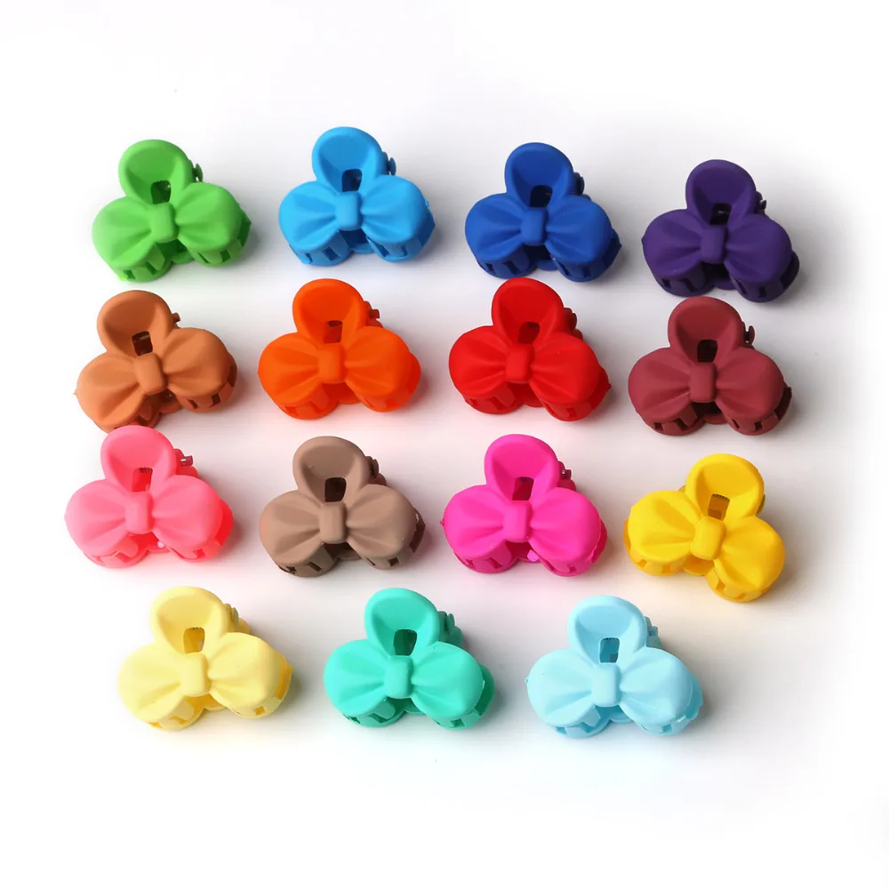 

Plastic Spray Paint Children's Hairpin Bow Type Length 25mm Width 18mm Random Color Mixing 10pcs/bag
