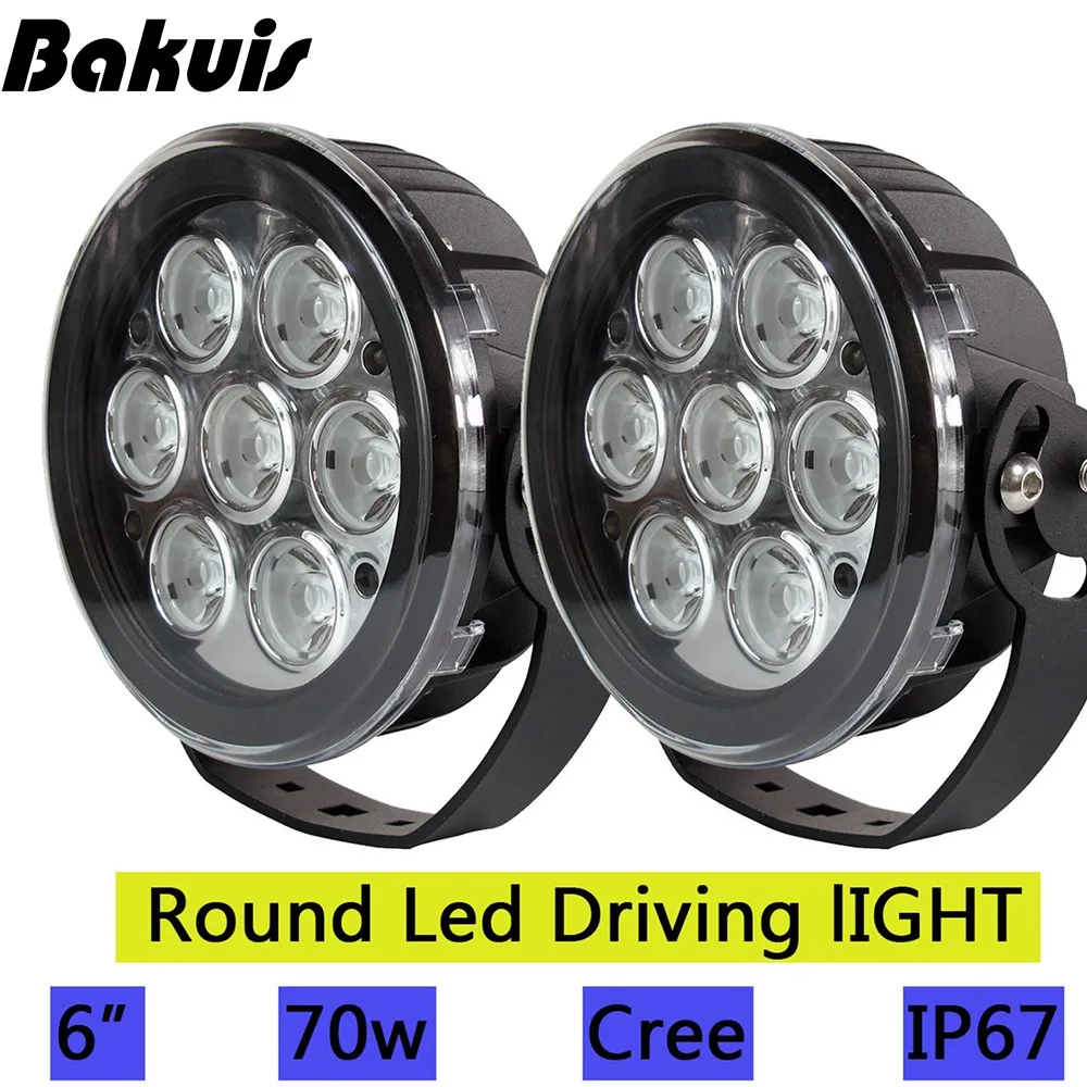 

2pcs 6inch 70W Spot Round Led Light High Brightness For Jeep SUV Pickup Truck Off-Road Front Bumper Lamp