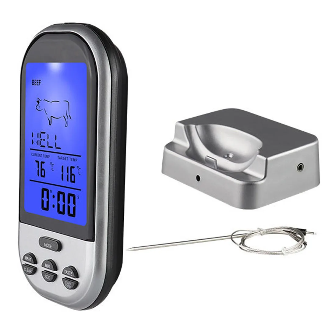 Цифровой беспроводной термометр для печи, мяса, барбекю, гриля, еды, зонд, Кухонный Термометр, инструменты для приготовления пищи с таймером, сигнализацией - Цвет: C