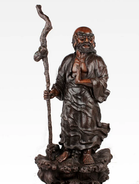 

26'' China Buddhism Founder Dharma Bodhidharma Buddha Guru Monk Bronze Statue R0713 (B0328)