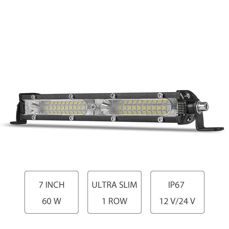 7 13 inch 20 40 Leds Ultra Slim single Row Led Work Light Bar white flood beam For 4X4 Truck ATV UTV Off Road Driving Fog Lights - Цвет: 7 inch