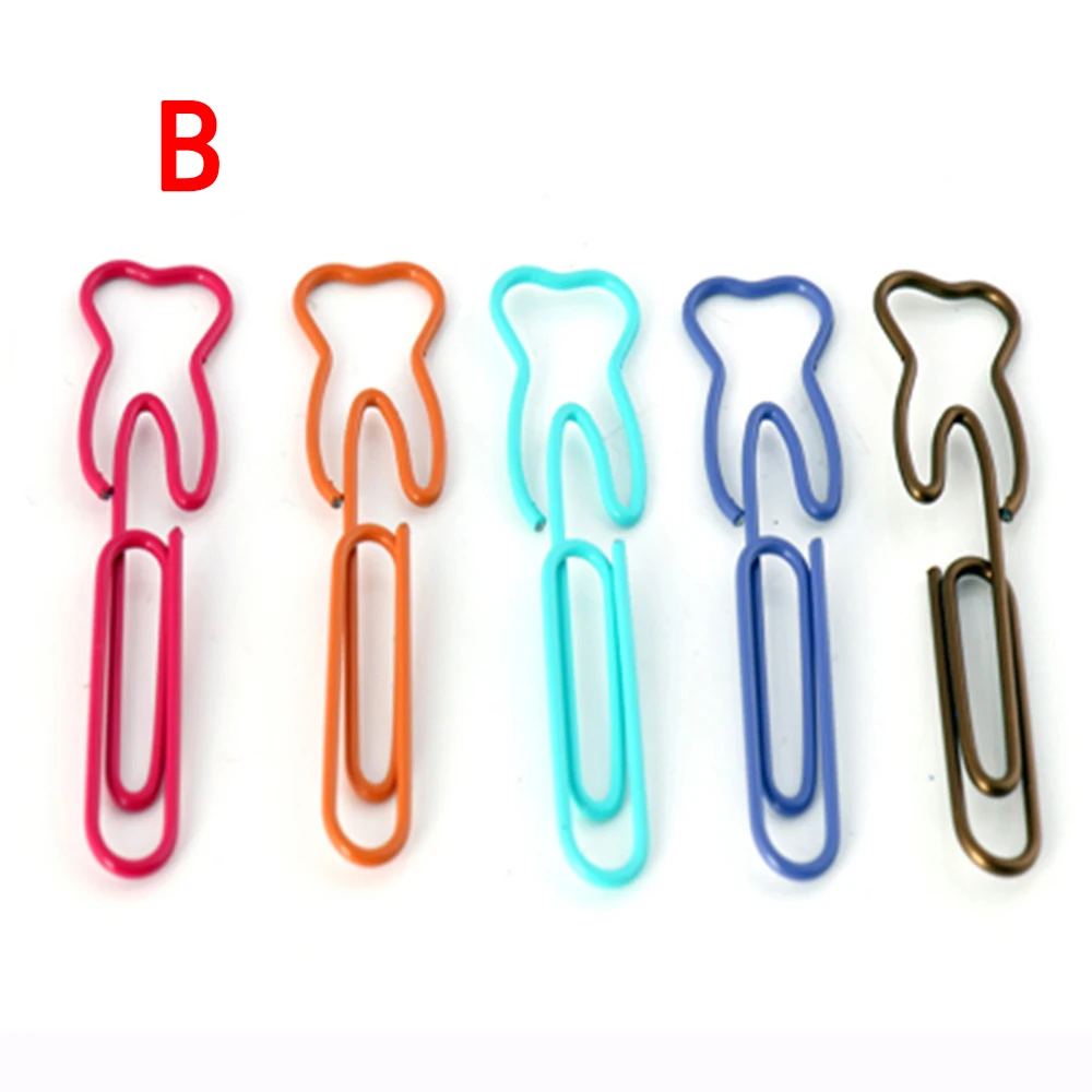 10 Pcs/lot Oral Dental Ornaments Tooth Type Paper Clips New Peculiar Creative Style Paper Clip Dentist Prescription Clip c 10pcs set 2 2cm professional dental mouth mirror reflector dentist equipment stainless steel dental mirror oral care tool kit