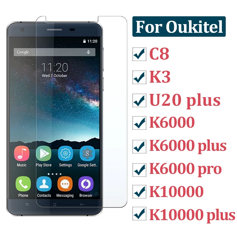 

For oukitel c8 glass for oukitel k10000 k6000 pro u20 plus k3 screen protector oukitelc8 tempered glas 9h 2.5d protective film