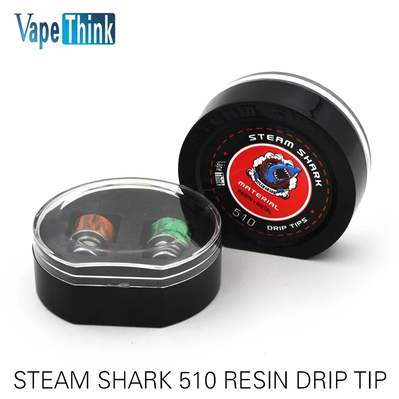 

2pcs/lot 100% original Vapethink Steam Shark Epoxy Resin 510 Drip Tip Atomizer Vaporizer Tank Vape For Electronic Cigarette
