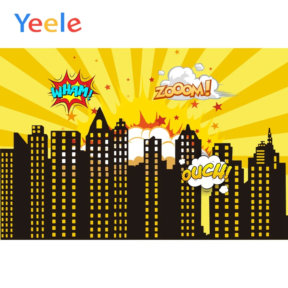 

Yeele Cartoon City Building Bomb Explosions Comic Baby Portrait Photography Background Photo Studio Vinyl Photographic Backdrops