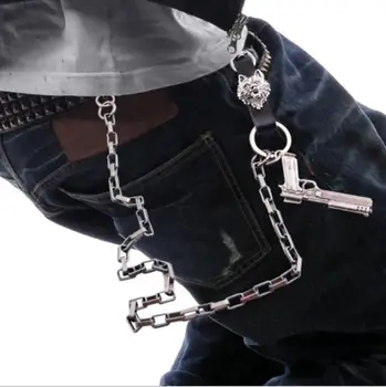 

Men Jewelry Handsome wolf head pistol Waist Biker Wallet Key Chain Rock Punk Trousers Motorcyle HipHop Leather Pant Jean Chain