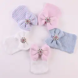 Для малышей новорожденных Для маленьких мальчиков девушка трикотажные Кепки новые модные милые теплые удобные хлопок Hat шапочка лук