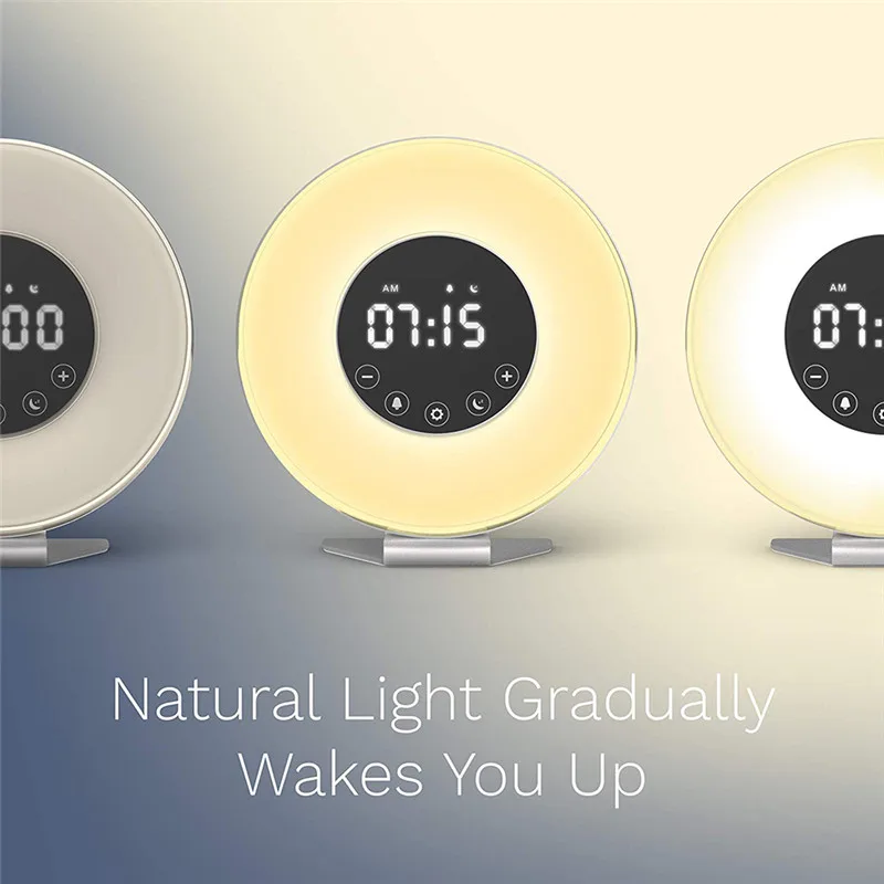 

NEW Wake Light With Sunrise Simulation Alarm Clock And Sunset Simulation Sleep Light Good Night Light Sound Radio Relogio D20