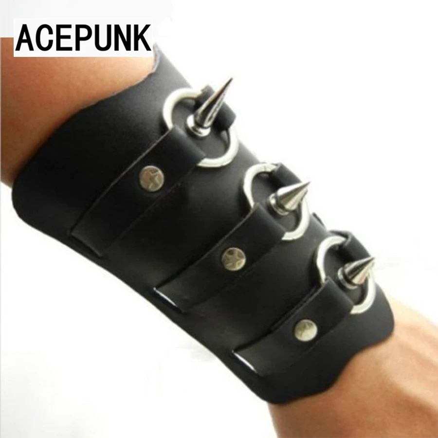 Novo do Punk Couro de Vaca 2019 Legal Grosso Pulseira Wrist Band Super Star Spike Pulseiras & Bangles Pulseira Masculina Bileklik