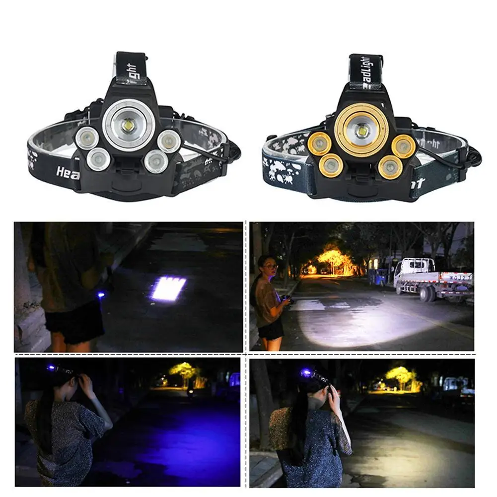 

1*T6+4*XPE LED Headlamp Headlight Rechargable Flashlight Nightcore Flashlight Headlamp Flashlight Led Lenser Flashlight