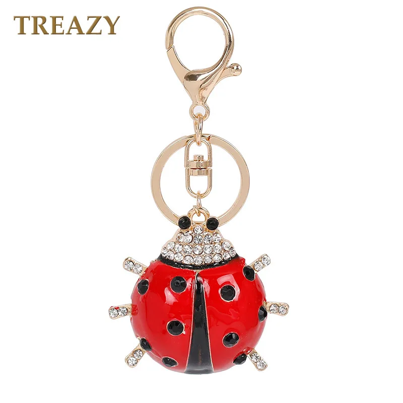 

Fashion Ladybug Pendant Key Chain Gold-color Crystal Key Chain for Car , Backpack Keyrings