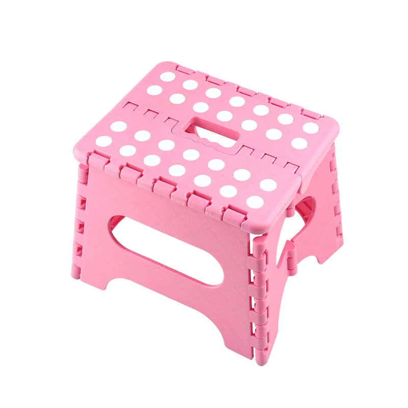 Пластиковые Детские табуреты, портативный складной табурет, прочный и прочный, максимальная нагрузка 130 кг, синий или розовый цвет, можно выбрать S - Цвет: Pink