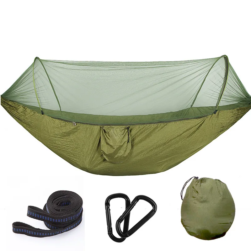 

Automatic mosquito net hammock outdoor single double nylon parachute cloth camping mosquito hammock swing