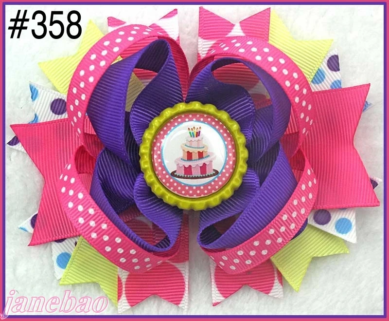 

free shipping 300pcs 4.5" Inspired Boutique Layered Hair Bow character hair bows cartoon girl hair clips -D