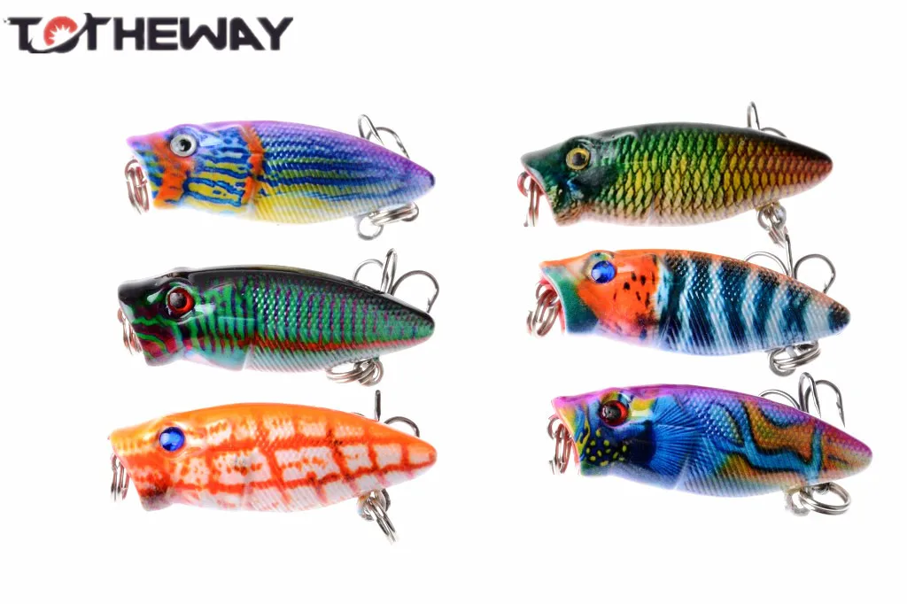 1PCS Lifelike 3.5cm 2.7g Fishing Lure 10# Hooks 3D Eyes Pesca Fish Popper Lures Wobbler Isca Artificial Hard Bait Swimbait