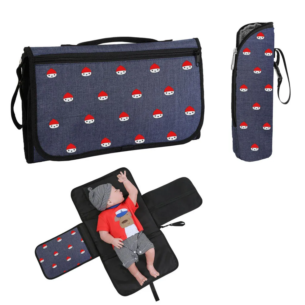 

Newborns Baby Diaper pad Sets Foldable Waterproof Baby Diaper Portable Changing Pad+ Baby Bottle Bag Convenient Outdoors Hot @35
