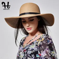 Furtalk летние соломенные шляпы для женщин модные дизайнерские женские пляжные шляпы складной широкими полями шляпа солнца