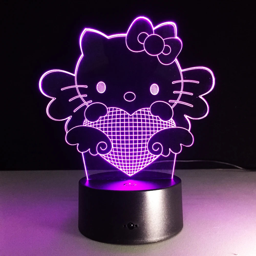 Подарки для девочек Kitty 3D лампа Акриловая Иллюзия светодиодный ночник с 7 цветами Изменение ночник для дома вечерние Товары для офиса день