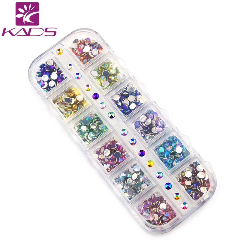 

KADS AB 4mm Cone Colorful Nail Art Decorations rhinestones 600PCS in 12 Color rhinestone decoration for nail art decorations