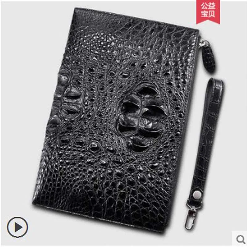 

Cestbeau large skull crocodile leather hand bag thin large capacity envelope envelope file bag casual hand clutch men's bag