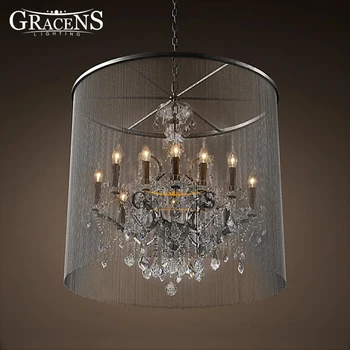 

American Country Style Chandelier Light Vintage Rust Crystal Chandeliers Lightings Fixture Lantern Lamp Hanging Lights For Hotel