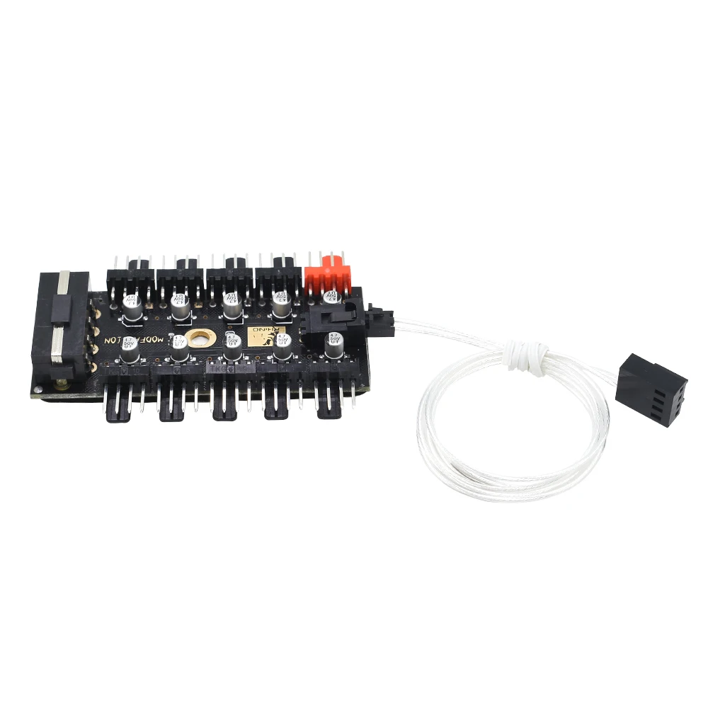 TISHRIC Newest 1 to 10 4Pin Molex Cooler Cooling Fan Hub Splitter Cable PWM 12V With Led Power Supply Adapter For Mining