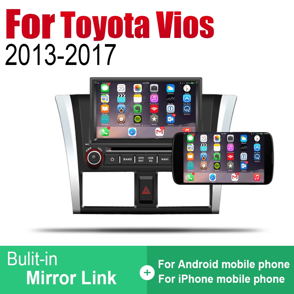 Clearance ZaiXi Android Car DVD GPS Navi for Toyota Vios 2013~2017 player Navigation WiFi Bluetooth Mulitmedia system audio stereo EQ 5