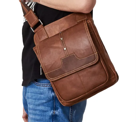 Новая мода Винтаж сумки для мужчин's пояса из натуральной кожи клапаном повседневное вертикальный Ретро сумка