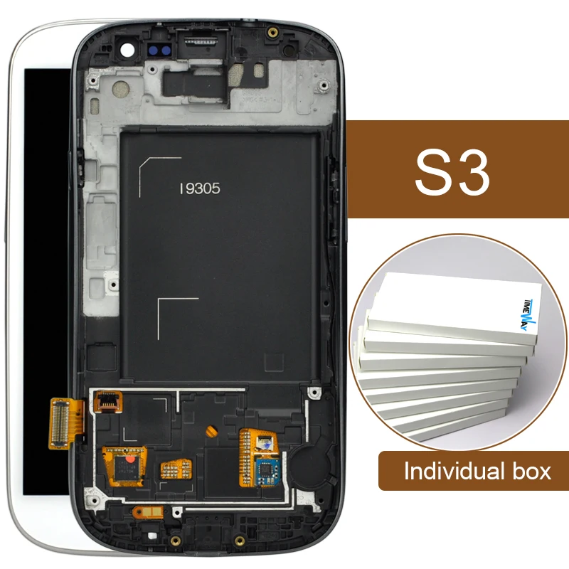 

2pcs Copy AAA  1000% New LCD Display + Touch screen Assembly for Samsung SIII S3 i9300 + Frame White/blue
