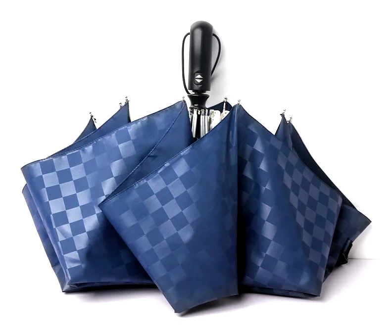 Ветрозащитный 3 складной полностью автоматический зонт от дождя Для женщин темная сетка Бизнес автомобиля наружные Зонты Для мужчин зонтик сумка