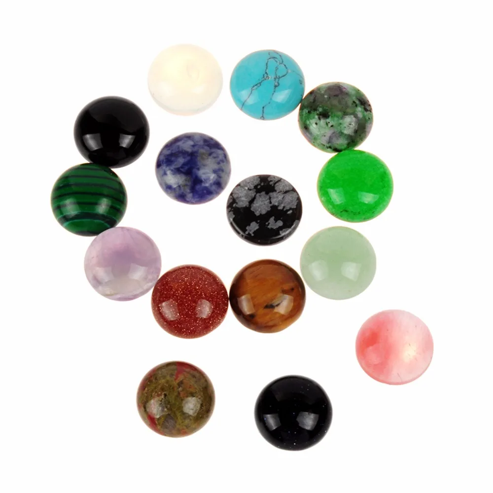 20pcs 16mm Cabochon Lapis Lazuli Natural Stone Cabochon Beads Round Random Color CAB Cabochon Beads Crystal Quartz Stone Wholesale for Jewelry Making Diameter 16 MM