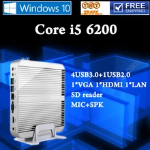 Мини-ПК Skylake Win 10 Barebone Безвентиляторный Интер core i3 6100U i5 6200U Intel HD Graphics 520 4 К HTPC 4USB3. 0 Роскошное сочетание
