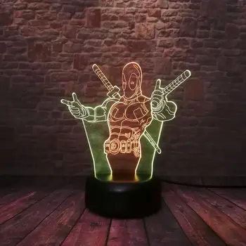 

Dead Pool Figurines Luminous Model 3D Nightlight LED 7 Mixed Colors Changing Light Avengers Superhero Deadpool Figure Toys