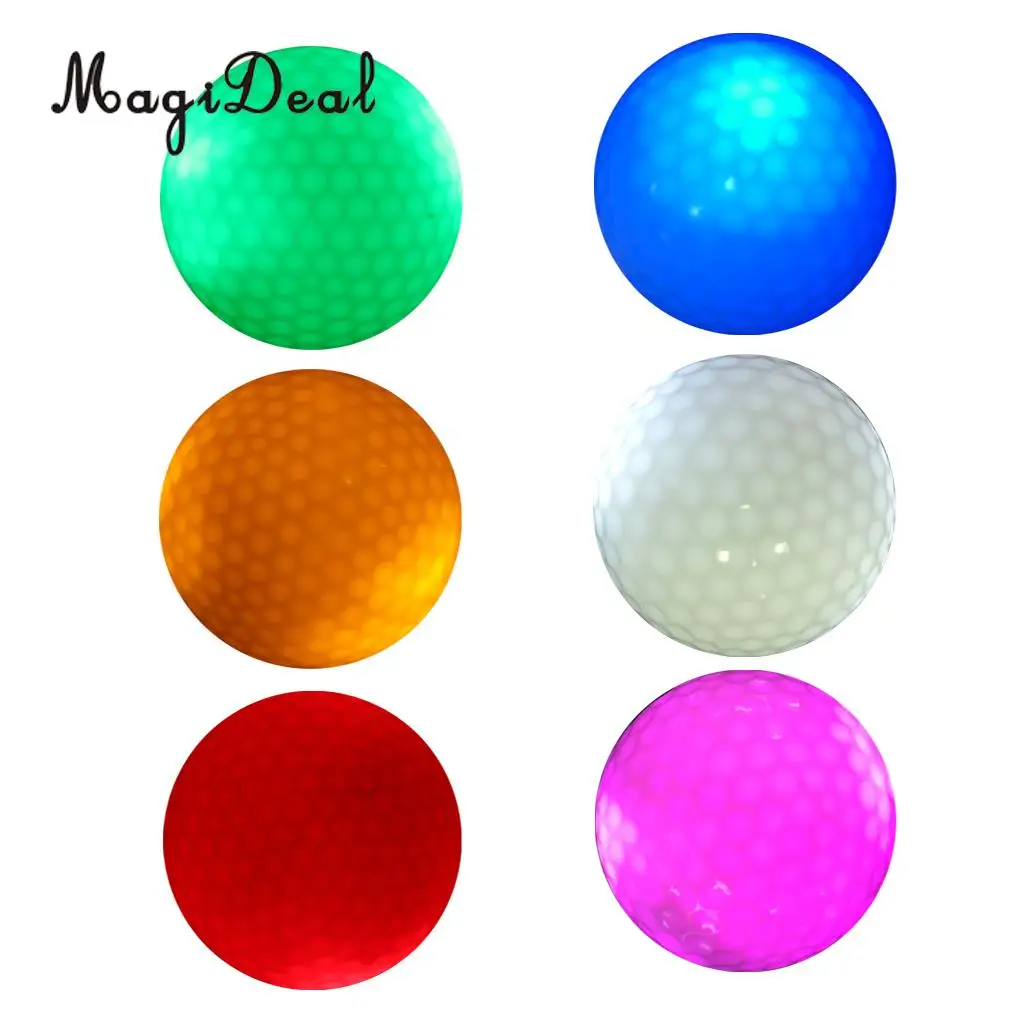 MagiDeal 6 Pieces Glow In Dark LED Light Up Golf Ball Official Size Tournament Ball ( 6 Colors)