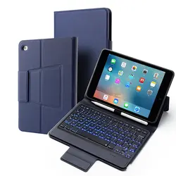 Для iPad Mini 5 Mini 4/iPad Mini 2019 планшетная клавиатура Bluetooth кожаный чехол 7 цветов подсветка чехол с кронштейном держатель ручки