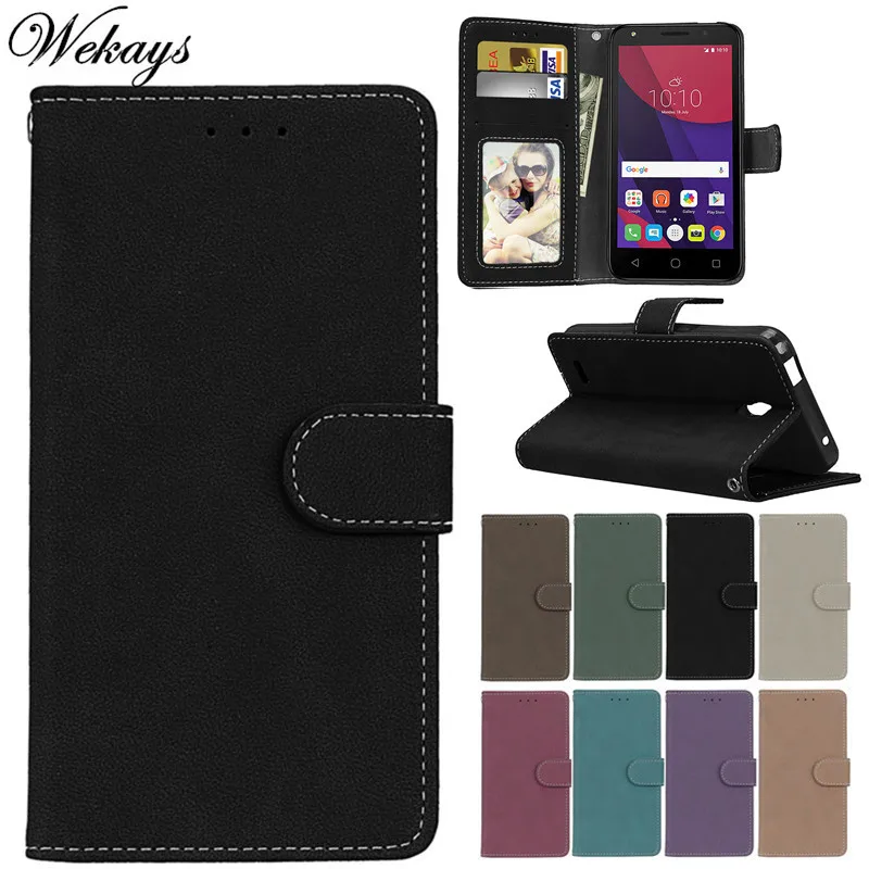 Wekays для Alcatel One Touch Pixi 4 OT5045 5," черный деловой Матовый кожаный флип чехол для Alcatel Pixi 4 OT8050 6,0" Чехол
