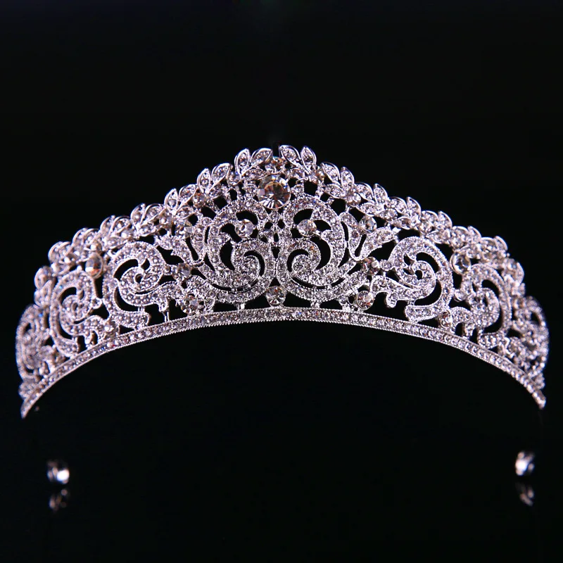 

Gorgeous Silver Large Diamante Wedding Pageant Crowns Headband Crystal Bridal Tiaras For Bride Hair Jewelry Headpiece Hairwear