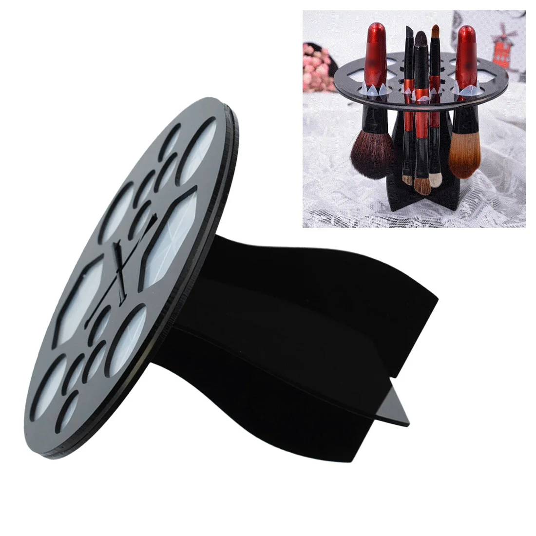 14 hole Acrylic Silicone Prismatic Makeup Brush Display Stand/ Cosmetic