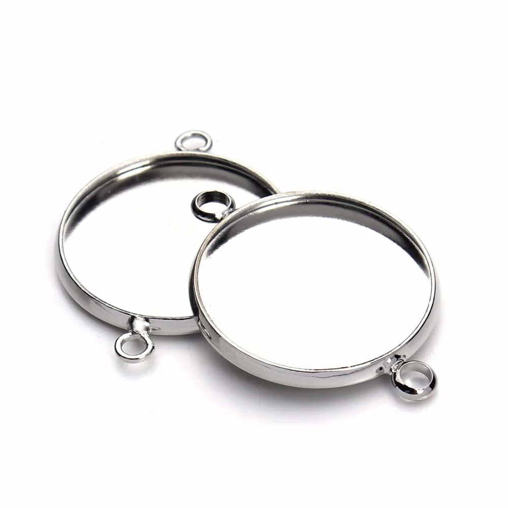 

10pcs/lot 10/12/14/16/18/20mm Rhodium Necklace Pendant Setting Cabochon Base Tray Bezel Blank Jewelry Making Findings