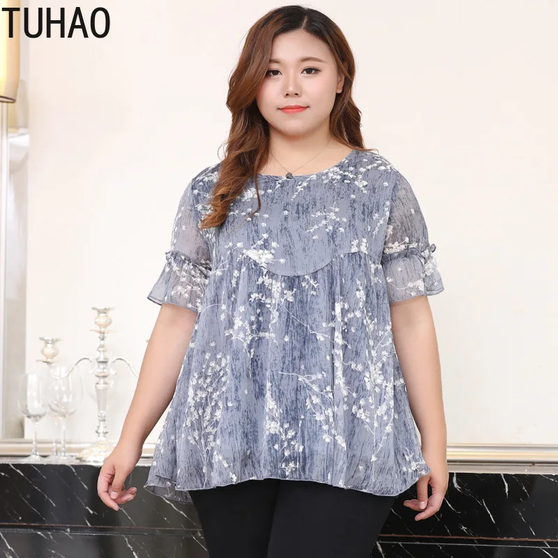 TUHAO, Офисная Женская блузка большого размера, женская блузка, летние богемные блузки размера плюс 10XL 9XL 8XL, женские рубашки, Топ MS69