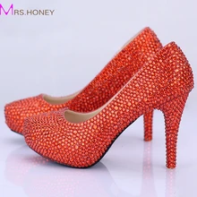 Glitter Strass Rot Hochzeit Schuhe Neue 2016 Modeplattform Kristall Frauen Pumpt Rote Untere Party Prom Pumpen Brautschuhe