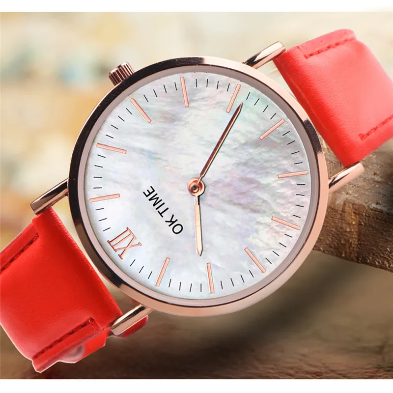 Новое поступление Простые Модные женские часы Женские кварцевые наручные часы женские часы OKTIME Популярные брендовые белые женские кожаные часы A4
