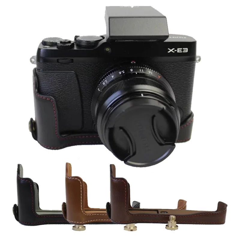 PU Leather Camera Bag Bottom Case For Fujifilm XE3 X-E3 Half Body Set Cover With Battery Opening | Электроника