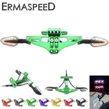 

Motorcycle License Plate Holder Bracket with LED Lamp White + Turn Signal Universal for Honda Kawasaki Yamaha KTM Suzuki Ducati