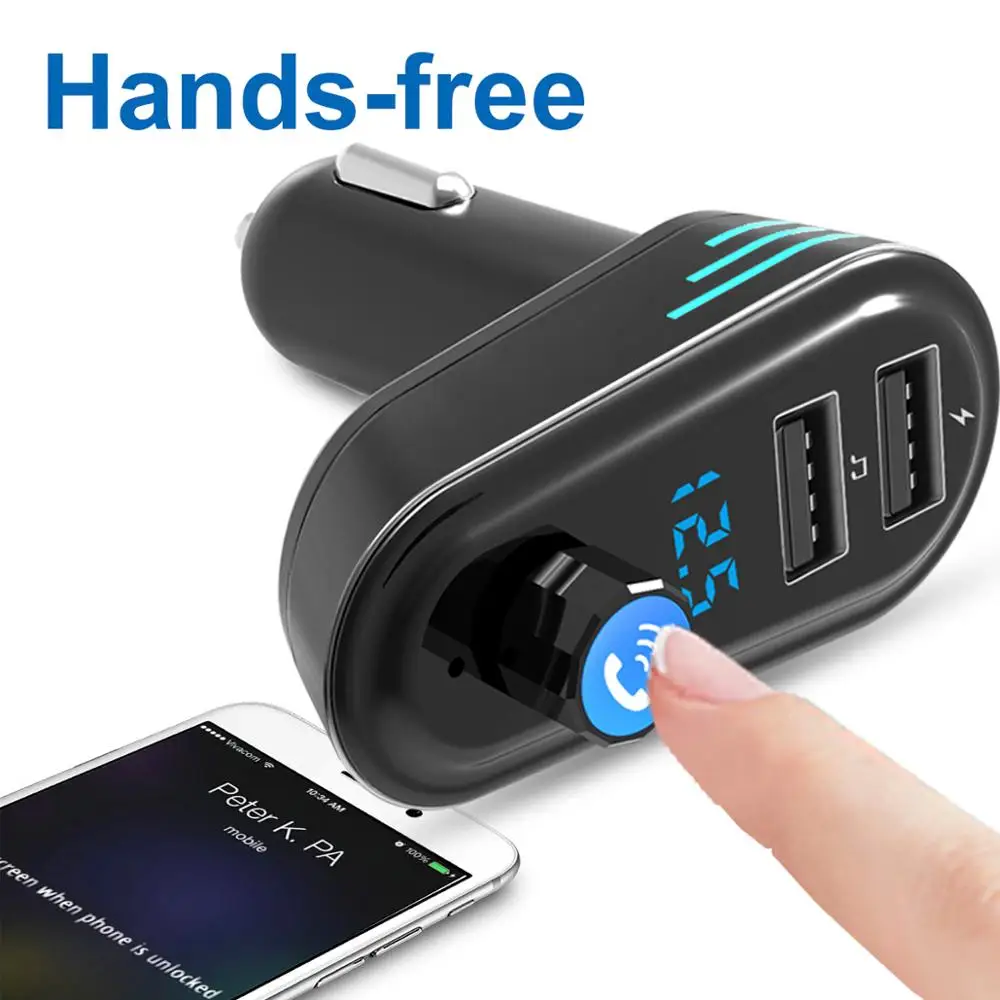 Автомобильный FM трансмиттер с Bluetooth и USB зарядным устройством 5 В 2 1