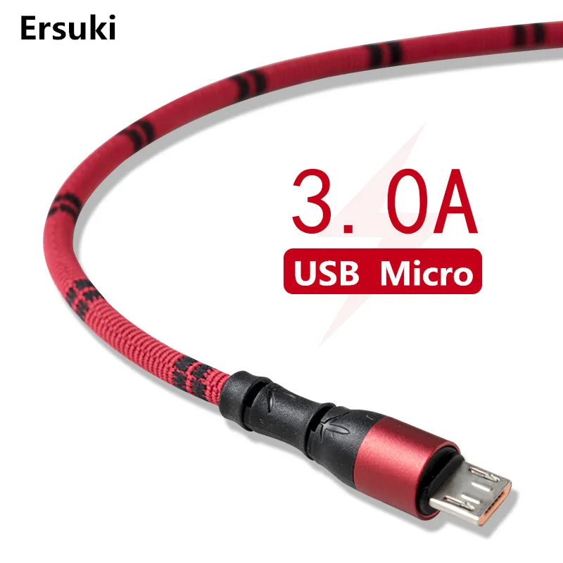 Ersuki USB Micro кабель для быстрой зарядки usb зарядный Huawei Samsung Xiaomi передачи данных Android